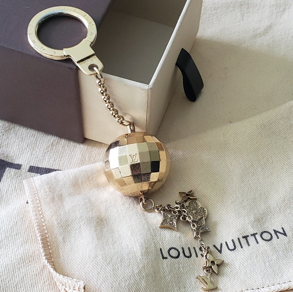 Louis Vuitton Accessories - Louis Vuitton Authentic Gold Porte Cles Glitter Mirror Ball Key Ring / Bag Charm